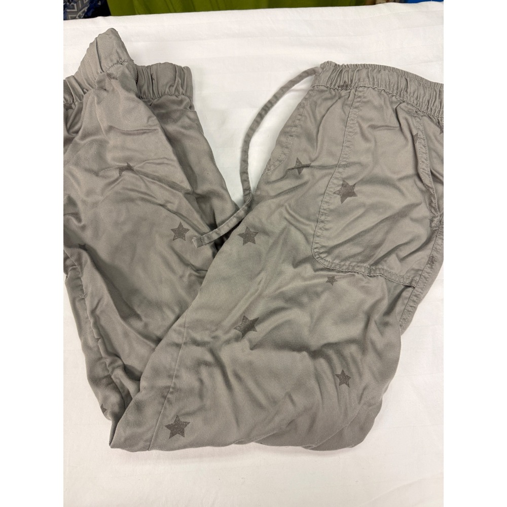 C&C California Gray Star Print Lyocell Jogger Pants Size S Zip Cuff Drawstring
